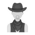 Cowboy icon in monochrome style isolated on white background. Rodeo symbol.