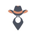 Cowboy icon. Retro Hat, and scarf illustration