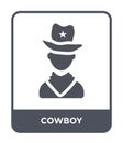 cowboy icon in trendy design style. cowboy icon isolated on white background. cowboy vector icon simple and modern flat symbol for Royalty Free Stock Photo