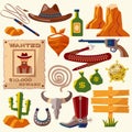 Cowboy icons flat