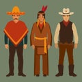 Cowboy, indian and mexican,