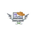 Cowboy laptop with a cartoon character style
