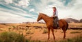 Cowboy in leather clothes riding a horse, western Royalty Free Stock Photo