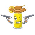 Cowboy lemon juice glass on cartoon shape