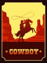 cowboy lettering in wild west scene with cowboy lassoing