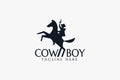 Cowboy logo with a man riding a horse carrying a gun