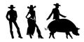 Cowboy male female disabled toilet silhouette illustration Royalty Free Stock Photo