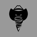 Cowboy outlaw head symbol on gray backdrop Royalty Free Stock Photo