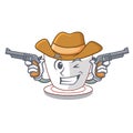 Cowboy mint tea above wooden cartoon table