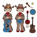 COWBOY MUSIC Western Country Festival Vector Illustration Set