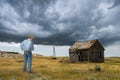 Cowboy, Old Prairie Cabin, Ranch