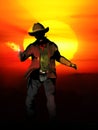 Cowboy opening fire Royalty Free Stock Photo