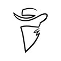 Cowboy outlaw head symbol on white backdrop Royalty Free Stock Photo