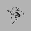 Cowboy outlaw head symbol on gray backdrop