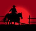 Cowboy over sunset Royalty Free Stock Photo
