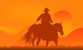 Cowboy over sunset Royalty Free Stock Photo