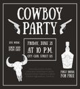 Cowboy Party Banner Template, Design Element Can Be Used for Poster, Card, Invitation, Flyer Vector Illustration Royalty Free Stock Photo