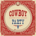 Cowboy party card background Royalty Free Stock Photo