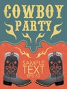 Cowboy party poster vector - invitation - eps 10