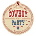 Cowboy party western label.Vector vintage card background with g Royalty Free Stock Photo