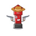Cowboy pillar box isolated with the cartoon Royalty Free Stock Photo