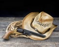 Cowboy Pistol and Hat. Royalty Free Stock Photo