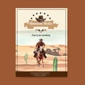 Cowboy poster design with American rodeo watercolor illustration