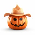 Cute Pumpkin Cowboy Hat 3d Render On White Background