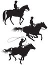 Cowboy rancher silhouettes Royalty Free Stock Photo