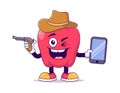 Cowboy red bell pepper cartoon mascot character Royalty Free Stock Photo