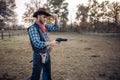 Cowboy with revolver, gunfight on ranch, western