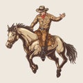 Cowboy rider colorful vintage emblem