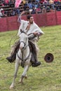 cowboy rides his horse while throws lasso Royalty Free Stock Photo