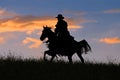 Cowboy on horseback gallopping silhouette