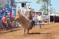 A cowboy riding a bucking bull Royalty Free Stock Photo