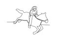 A cowboy riding a fast-running horse