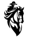 Horseback cowboy black vector design