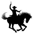 Cowboy Riding Horse Silhouette Royalty Free Stock Photo