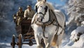 Cowboy riding horse in snowy winter on rural ranch generated by AI Royalty Free Stock Photo