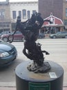 Cowboy riding a horse statue in Sheridan