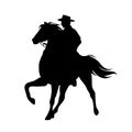 cowboy riding standing horse black vector silhouette design