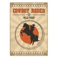 Cowboy riding wild horse .Western vintage rodeo poster with text Royalty Free Stock Photo