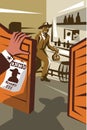 Cowboy Robber Stealing Saloon Poster