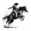 Cowboy Rodeo Black And White. Generative AI