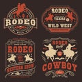 Cowboy rodeo set flyers colorful Royalty Free Stock Photo