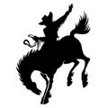 Cowboy at rodeo silhouette Royalty Free Stock Photo