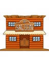 Cowboy Saloon Cartoon Colored Clipart Illustration