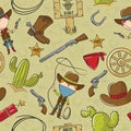 Cowboy seamless pattern Royalty Free Stock Photo