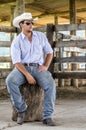 Cowboy seated Royalty Free Stock Photo