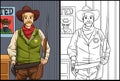 Cowboy Sheriff Coloring Page Colored Illustration